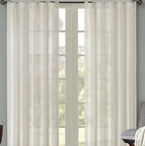 Madison Park Harper 42" x 95" Solid Crushed Semi-Sheer Window Panel PAIR - Cream